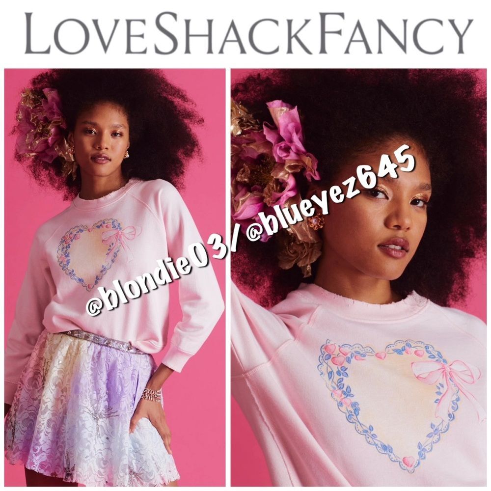 LoveShackFancy Ameenah Pullover Sweatshirt in Golden Locket Ballerina S